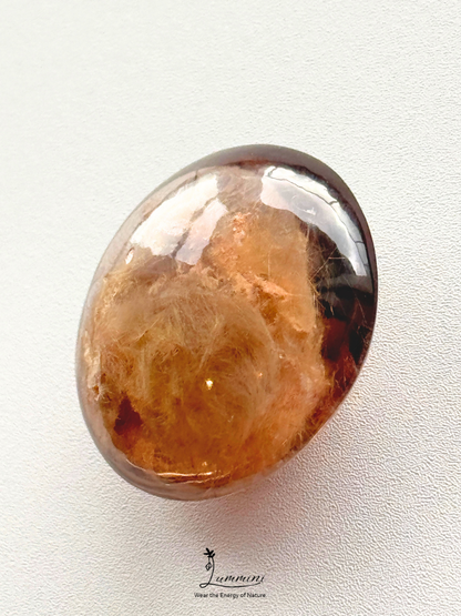Rare Natural Scenic Garden Quartz Pocket Stone with Dense Golden Hair Inclusions