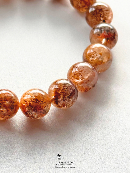 Rare Natural Aurora 23 Quartz Bracelet – Golden Feather & Phantom-Like Inclusions, 11.5mm