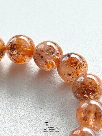 Rare Natural Aurora 23 Quartz Bracelet – Golden Feather & Phantom-Like Inclusions, 11.5mm