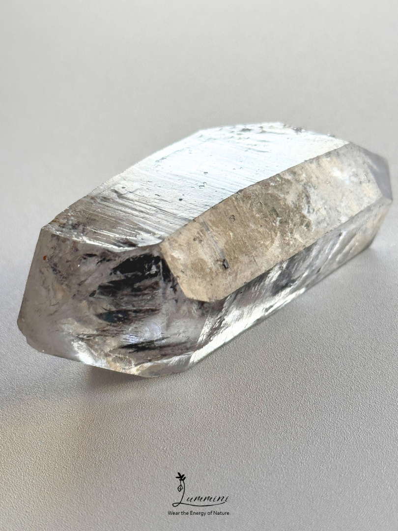 Natural Guizhou Herkimer Quartz Point – Original Skin – Black Flowing Sand Inclusion – 42g, 59mm