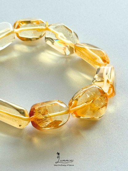 Premium Brazil Natural Citrine Freeform Bracelet – 12–13 mm, One of a Kind, Gift Ready