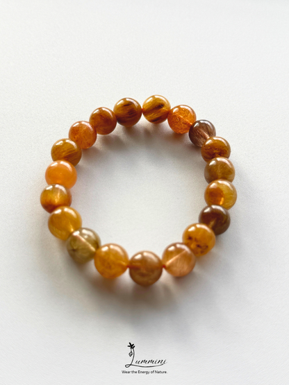 Natural Golden Rutilated Quartz Bracelet - Crowded Rutile - One of a Kind – 11mm