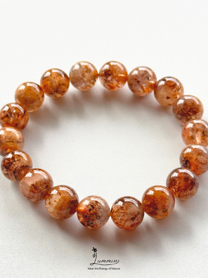 Rare Natural Aurora 23 Quartz Bracelet – Golden Feather & Phantom-Like Inclusions, 11.5mm