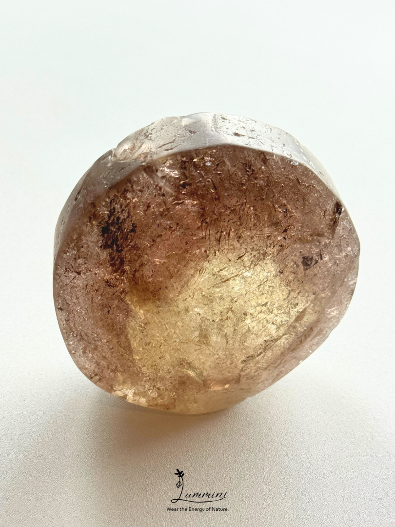 Natural Smoky Quartz Enhydro Palm Stone – Fluid Inclusion – 62mm