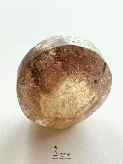 Natural Smoky Quartz Enhydro Palm Stone – Fluid Inclusion – 62mm