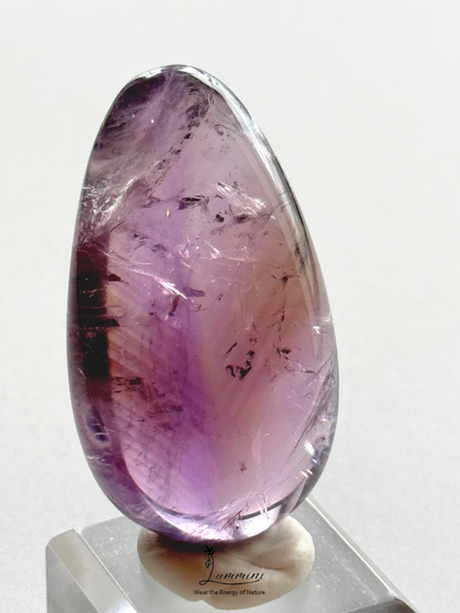 Natural Amethyst / Ametrine Pocket Stone with Smoky Brown Zoning & Phantom Layers – 38g, 50mm