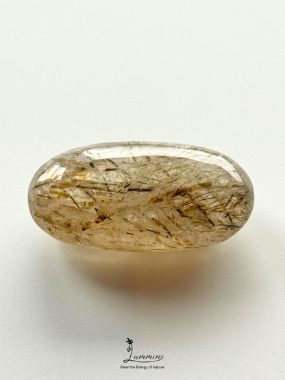 Natural Green Tourmaline Inclusion Quartz Palm Stone – Scallion-Like Needles – 100g, 68mm