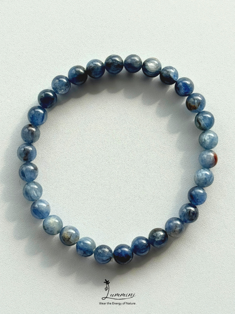 Natural Blue Kyanite in Quartz Bracelet – One of a Kind, 6.5mm