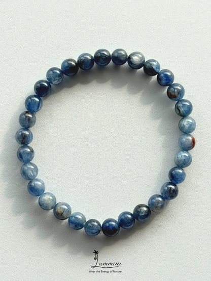Natural Blue Kyanite in Quartz Bracelet – One of a Kind, 6.5mm
