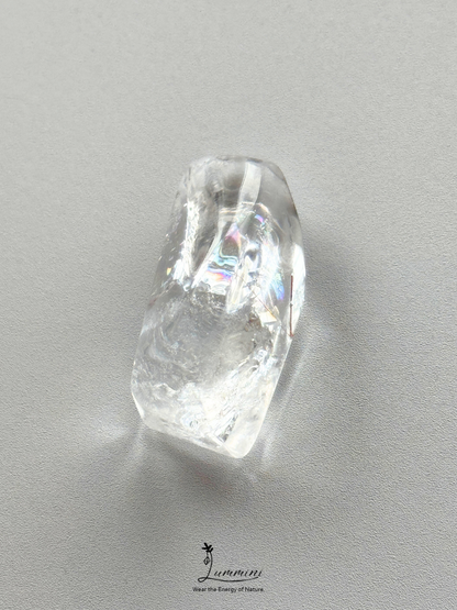 Natural Clear Quartz Pocket Stone with Copper Inclusion & Rainbow - 20g