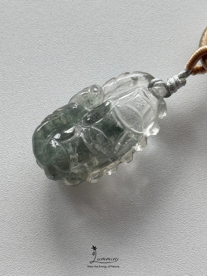 Natural Crystal Hand-Carved Bat Necklace – Handwoven, One of a Kind