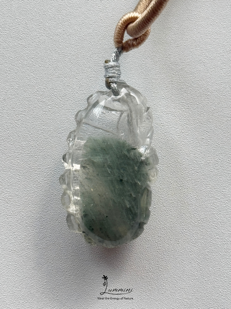 Natural Crystal Hand-Carved Bat Necklace – Handwoven, One of a Kind