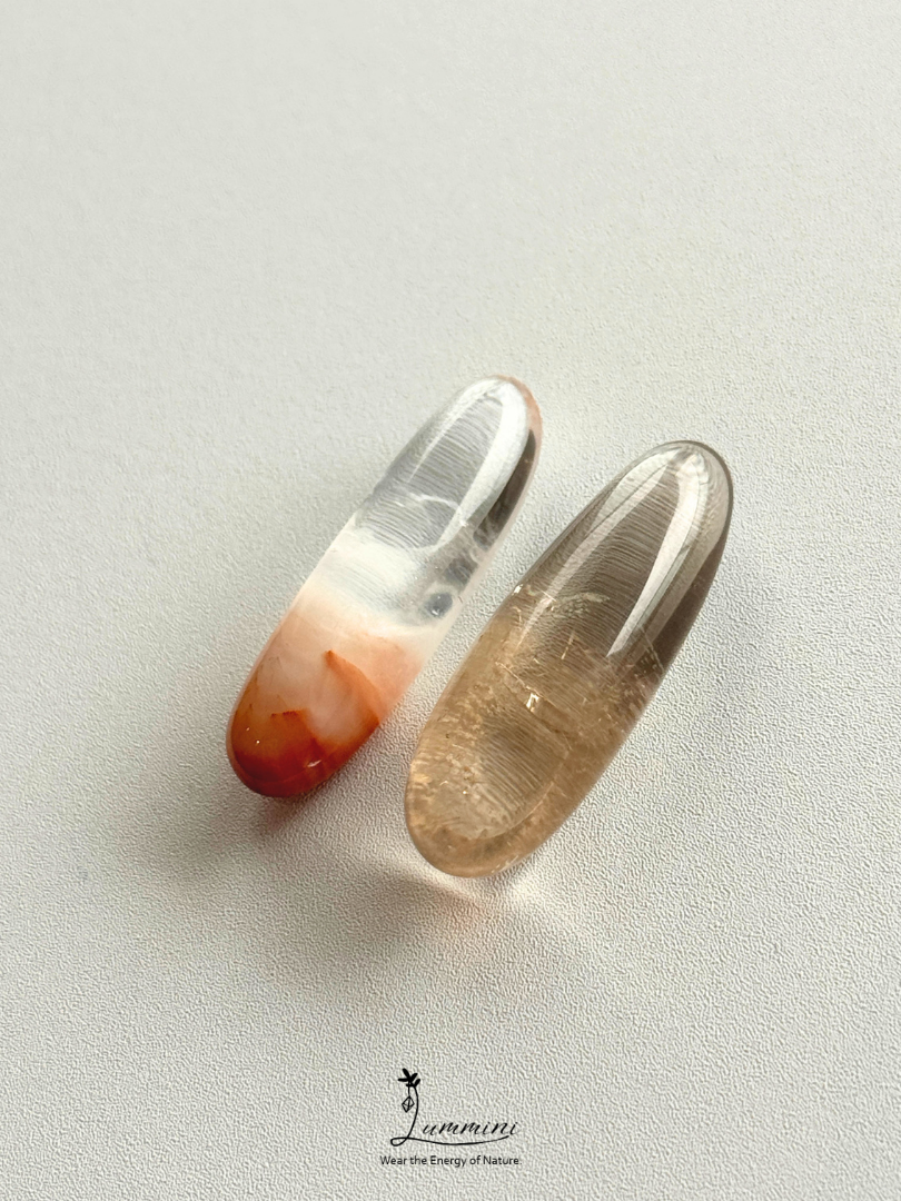 Natural Included Quartz Pocket Stone /  Capsule Value Pack – Rabbit Hair & Smoky Inclusion, 2 Pieces