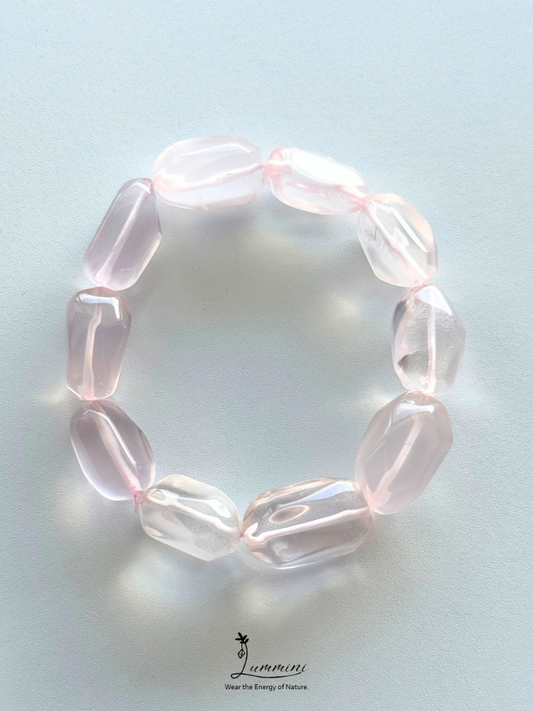 Genuine AAA Natural Rose Quartz Freeform Bracelet – Approx. 12–13mm, Self Love Healing Bracelet