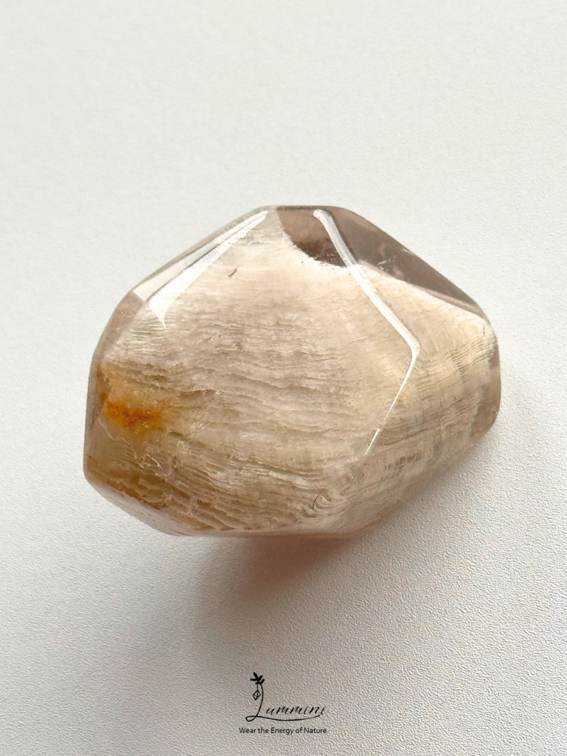 Natural Layered Inclusion Quartz Freeform pocket stone - 40g