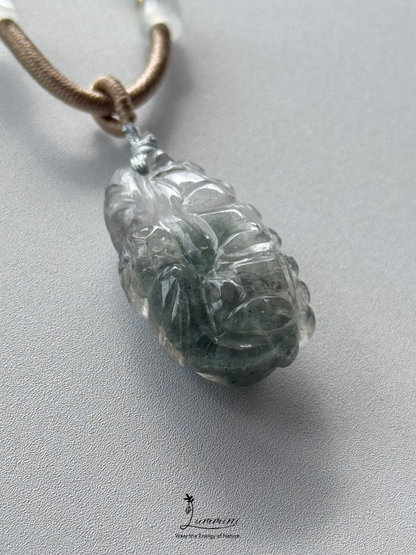 Natural Crystal Hand-Carved Bat Necklace – Handwoven, One of a Kind