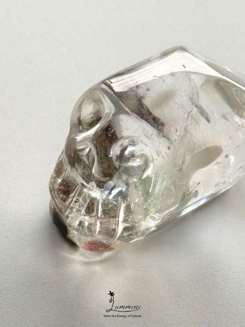 Natural Garden Quartz Skull Carving – Hand Carved - 110g, One of a Kind