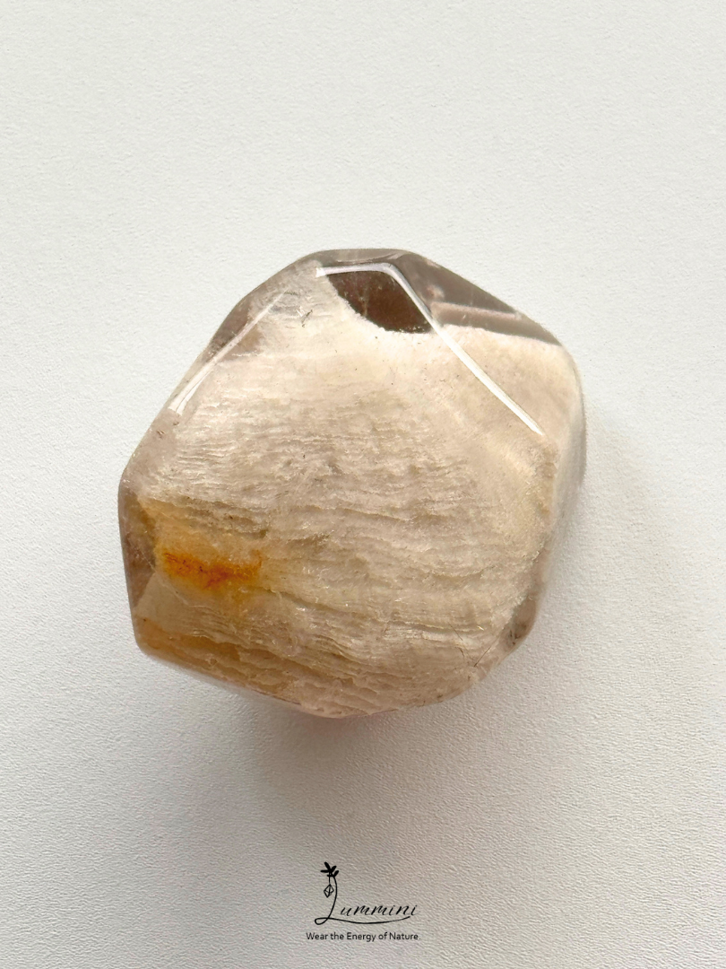 Natural Layered Inclusion Quartz Freeform pocket stone - 40g