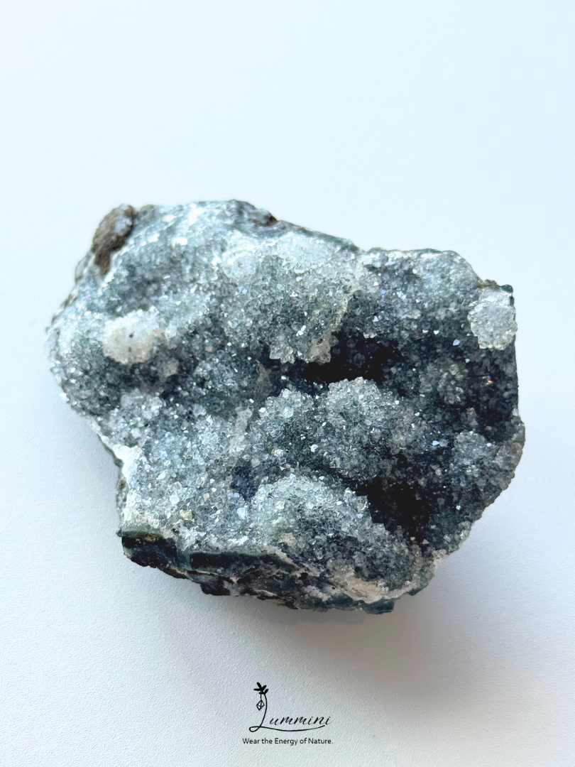 Natural Sparkling Druzy Quartz Cluster on Dark Matrix – Mineral Specimen, 75mm