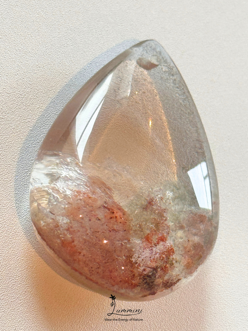 Natural Garden Quartz / Phantom Quartz Pendant with Red Flower-like Inclusions