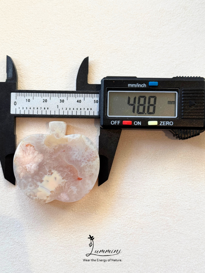 Natural Sakura Agate Apple Carving – One of a Kind