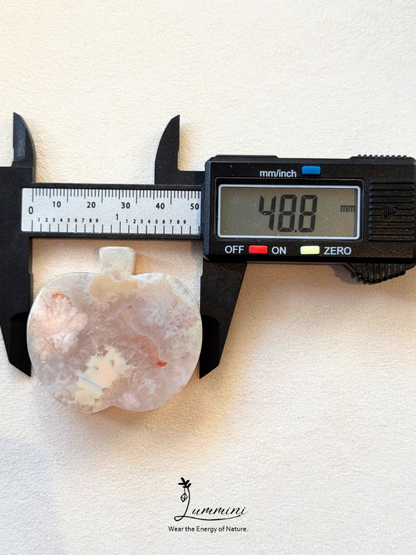 Natural Sakura Agate Apple Carving – One of a Kind