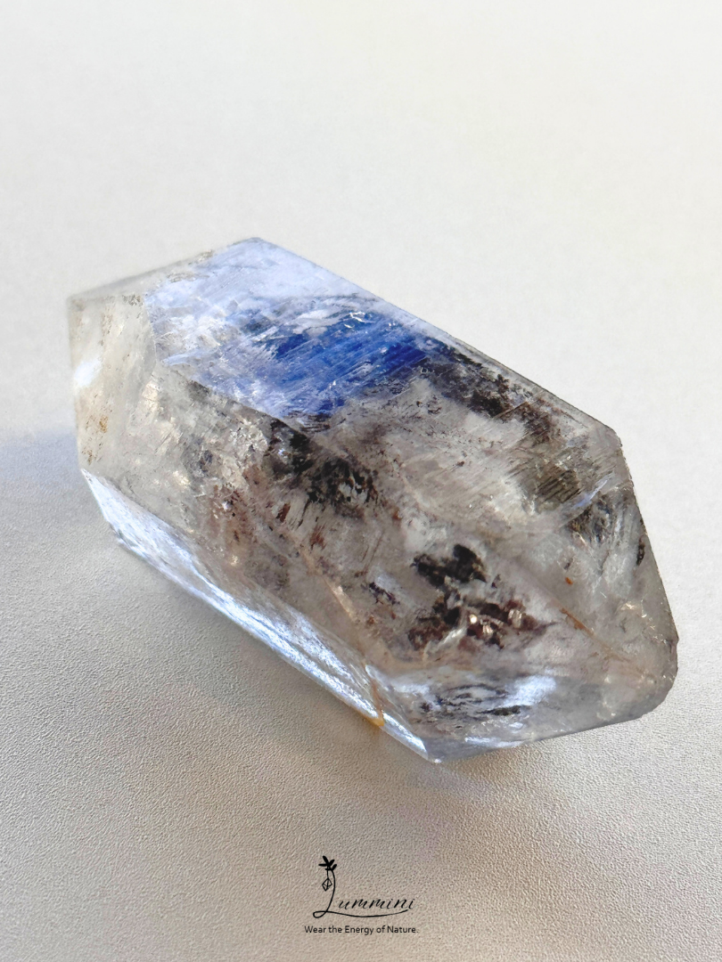 Natural Guizhou Herkimer Quartz Point – Original Skin – Black Flowing Sand Inclusion – 42g, 59mm