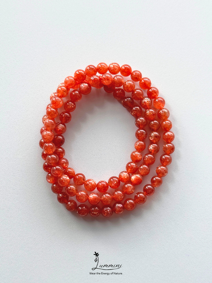 Grade AAA Genuine Natural Gold Sunstone Bracelet - Vivid Orange-Red – 6.5mm