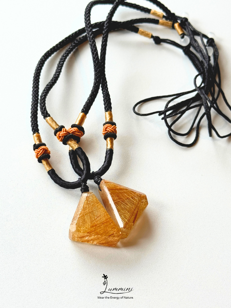 Artisan Natural Gold Rutilated Quartz Matching Necklace Set – Pair, Gift Selection, Gift Ready, Value Pack!!