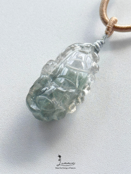 Natural Crystal Hand-Carved Bat Necklace – Handwoven, One of a Kind