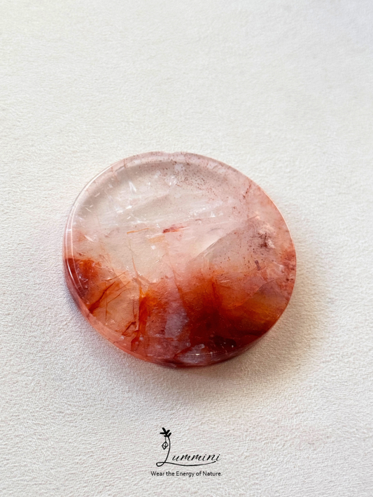 Natural Flower Inclusion Quartz Round Hand Stone