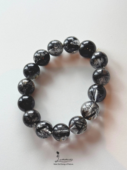 Natural Tourmalinated Quartz Statement Bracelet