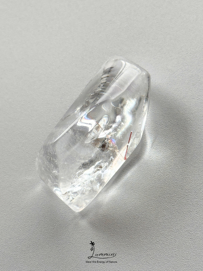 Natural Clear Quartz Pocket Stone with Copper Inclusion & Rainbow - 20g
