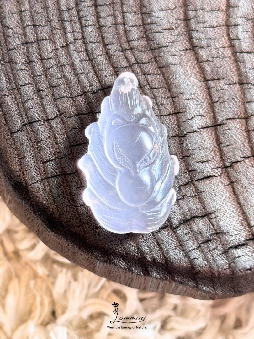 Natural Crystal Nine-Tailed Fox Carved Pendant – Choose Your Style