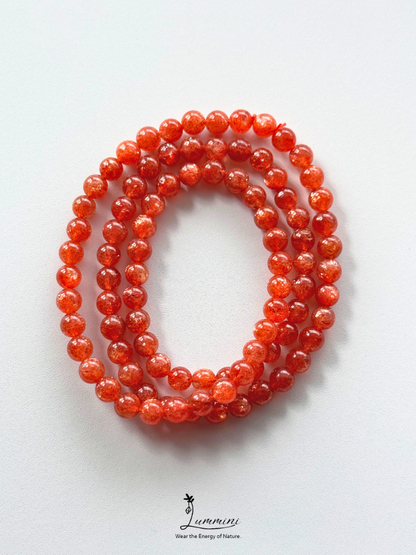 Grade AAA Genuine Natural Gold Sunstone Bracelet - Vivid Orange-Red – 6.5mm