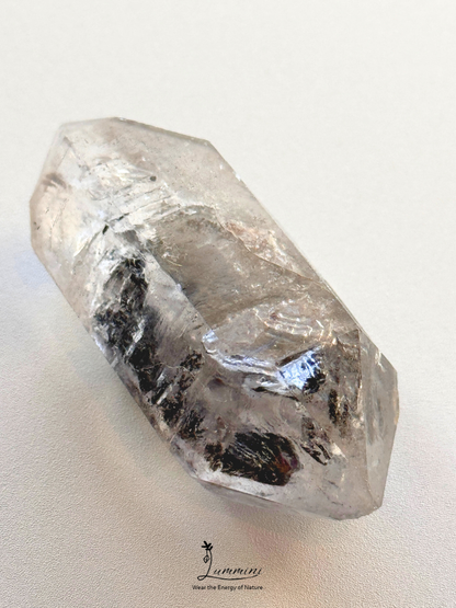 Natural Guizhou Herkimer Quartz Point – Original Skin – Black Flowing Sand Inclusion – 42g, 59mm