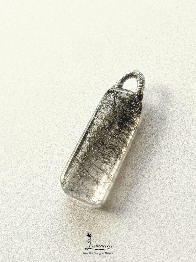 Natural Black Rutilated Quartz Pendant – 34.5mm