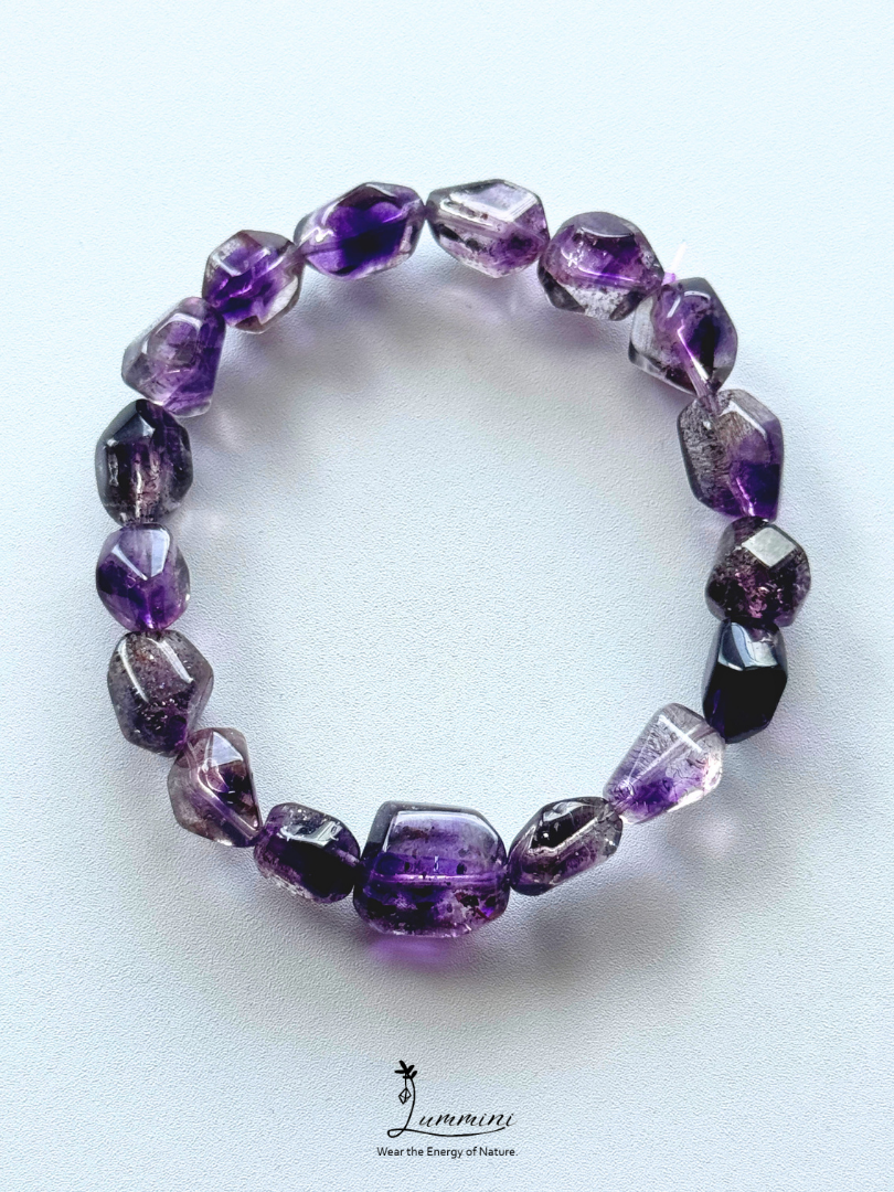 Top Rare Premium Brazilian Natural Super Seven Quartz Hand-Cut Freeform Crystal Bracelet – 18g, 10mm