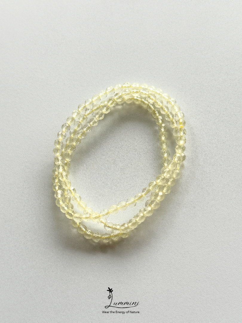 Natural Lemon Yellow Citrine Faceted Citrine Multi-Wrap Bracelet – 4mm – Random Selection