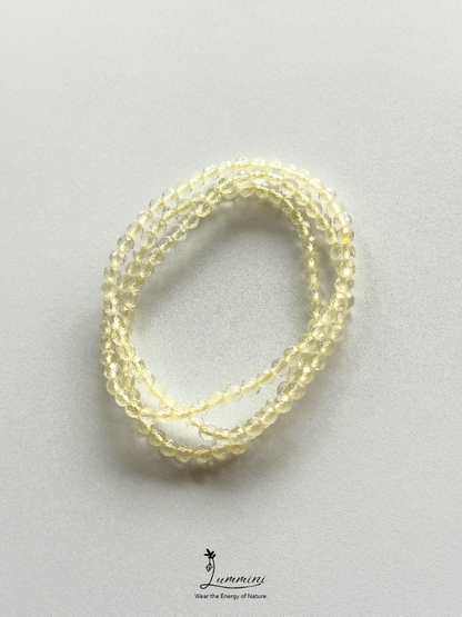 Natural Lemon Yellow Citrine Faceted Citrine Multi-Wrap Bracelet – 4mm – Random Selection