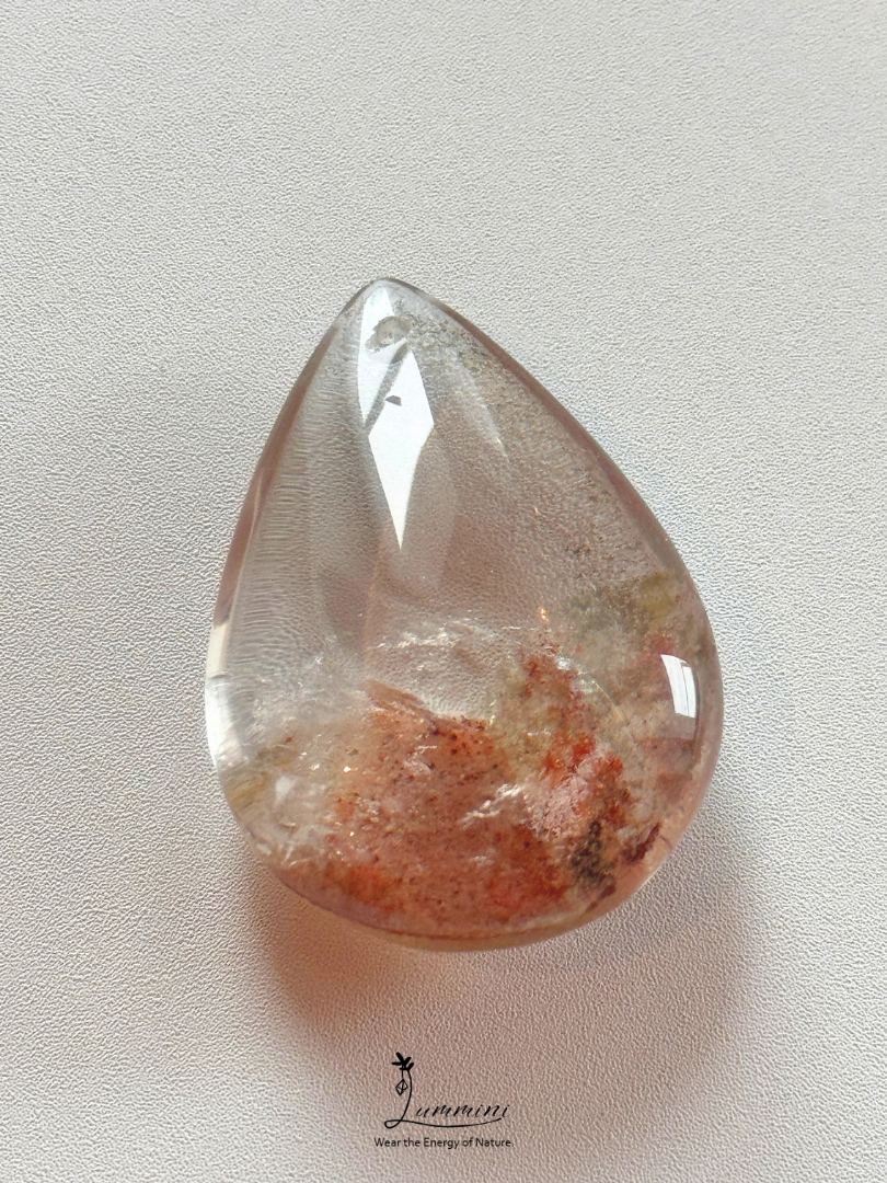 Natural Garden Quartz / Phantom Quartz Pendant with Red Flower-like Inclusions