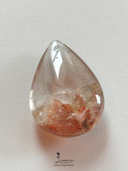 Natural Garden Quartz / Phantom Quartz Pendant with Red Flower-like Inclusions