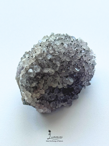 Natural Grey Quartz Hedgehog Cluster with Black Mineral Inclusions - 131g, 63.5mm