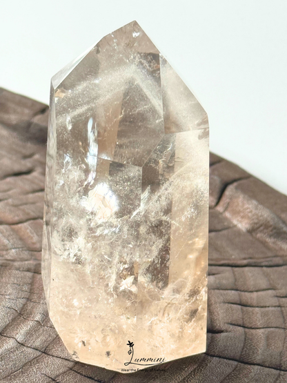 Natural Brazilian Smoky Quartz Phantom Quartz Tower – Hidden Mountain Formation – 280g, 8.7cm