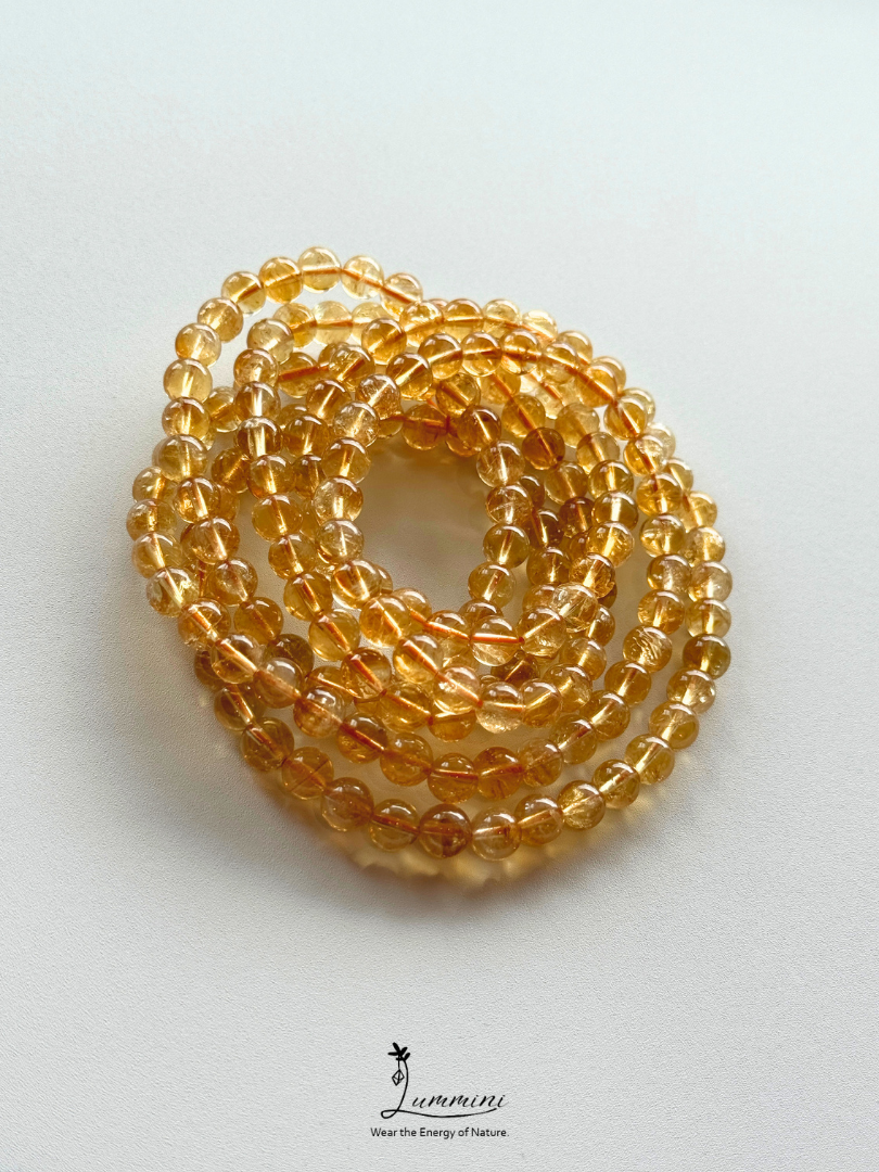 Natural Citrine Triple-Wrap Bracelet – 6.5–7mm – Random Selection