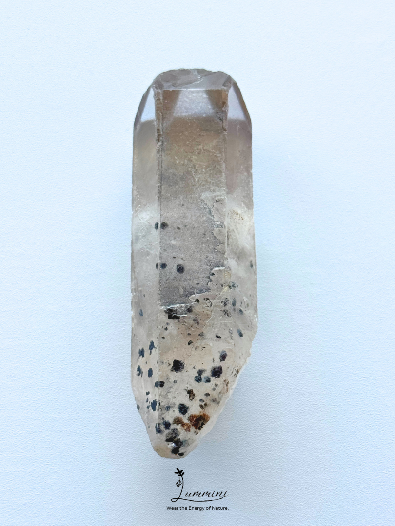 Natural Quartz Point with Akashic Lines & Mica Inclusions – 38g, 68mm