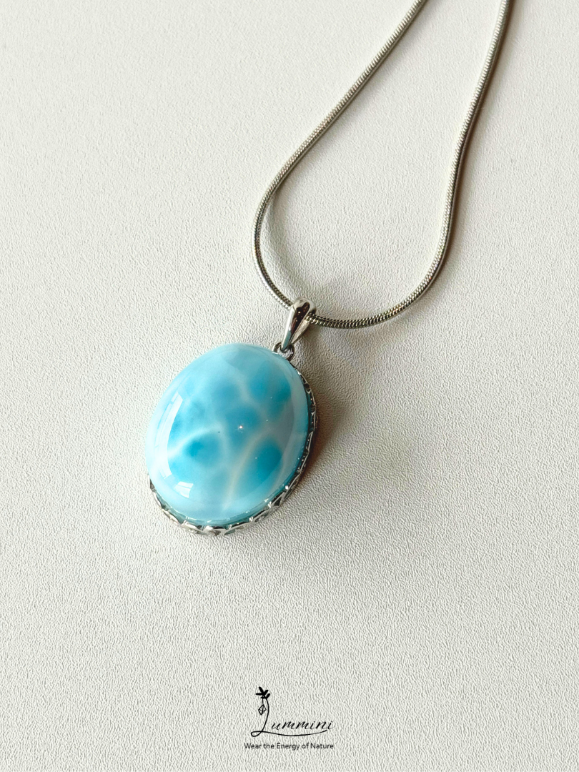Genuine Natural Larimar Heart Pendant Necklace in Silver 925 Setting – 16*21*10 mm, Gift Ready, One of a Kind, Larimar Jewellery