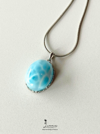 Genuine Natural Larimar Heart Pendant Necklace in Silver 925 Setting – 16*21*10 mm, Gift Ready, One of a Kind, Larimar Jewellery
