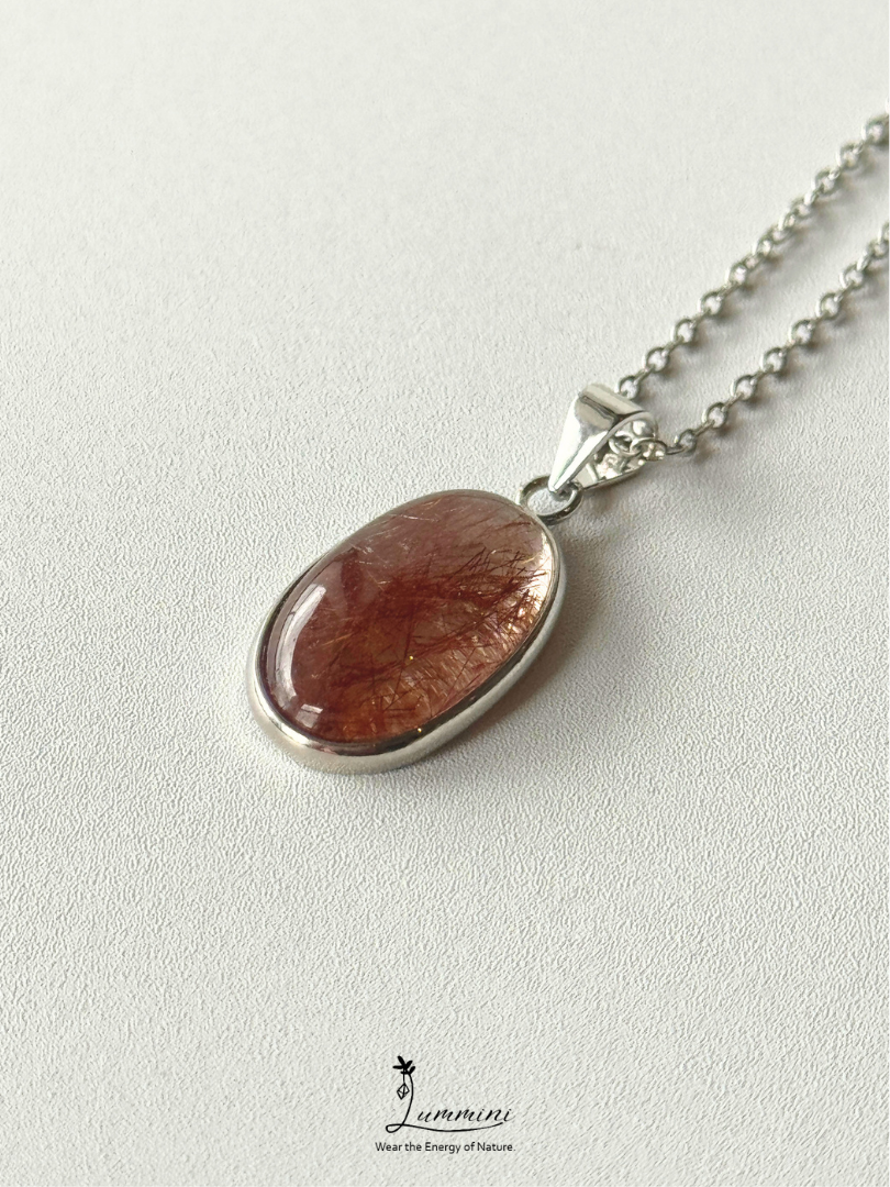 Natural Copper Rutilated Quartz Necklace – 19mm, One of a Kind, Gift Ready
