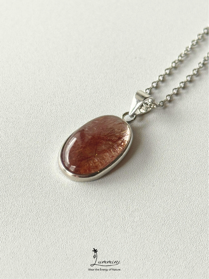 Natural Copper Rutilated Quartz Necklace – 19mm, One of a Kind, Gift Ready